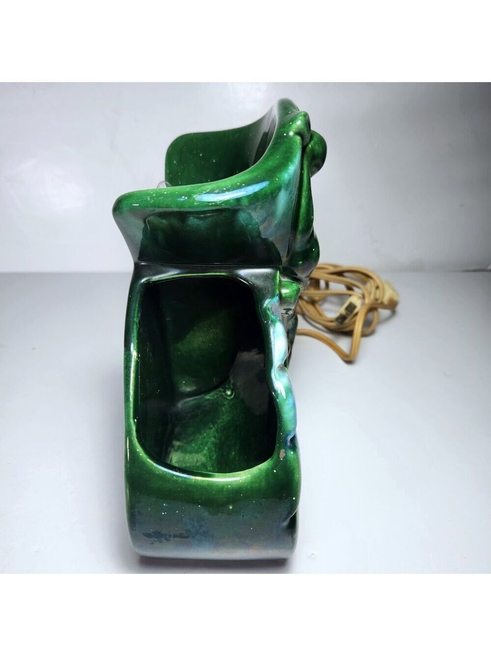 Vintage Ceramic Planter Lamp – Leaping Deer – Mid Century Green Glaze - Picture 6 of 15